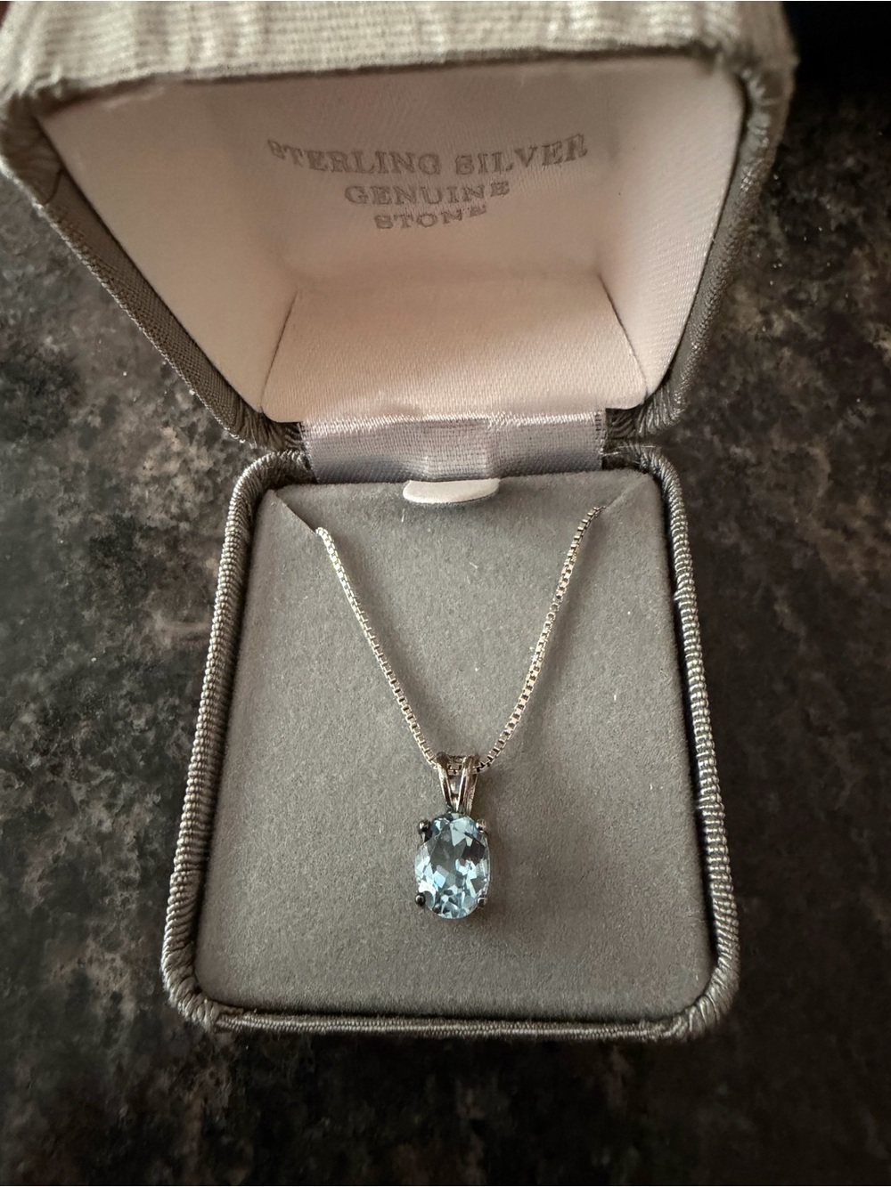 Sky blue topaz, silver necklace